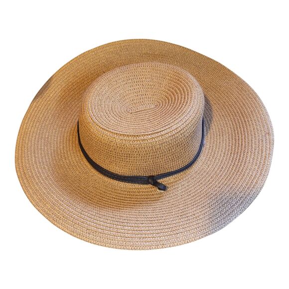 Sloggers Wide Brim Braided Sun Hat With Lanyard Size M 22.5" New Without Tags - Picture 2 of 5